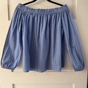 GAP Blue Striped Off-Shoulder Blouse
